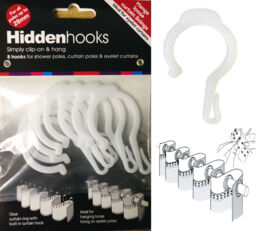 16 Pack Hidden Curtain Hooks, Add Lining To Eyelet Curtains, No Sewing
