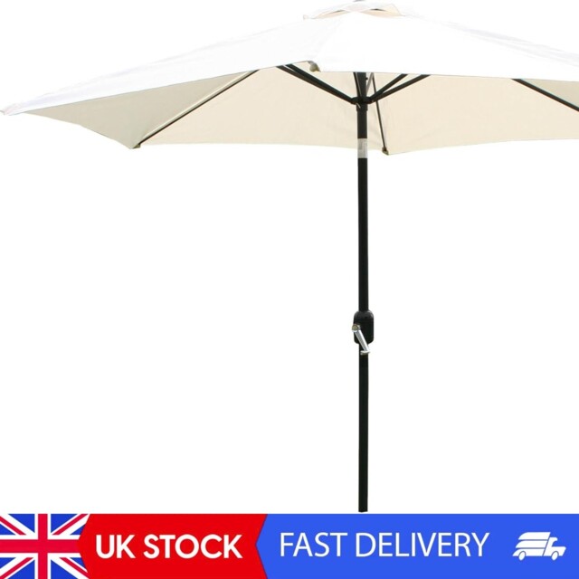Outdoor, Garden, Metal, Patio, Large Umbrella Parasol With Crank &
