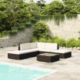 6 Piece Garden Lounge Set With Cushions Poly Rattan Black Vidaxl