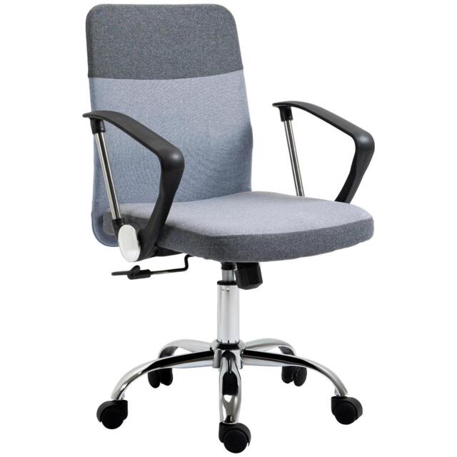 Vinsettooffice Linen Fabric Swivel Desk Chair Home Study Rocker W/