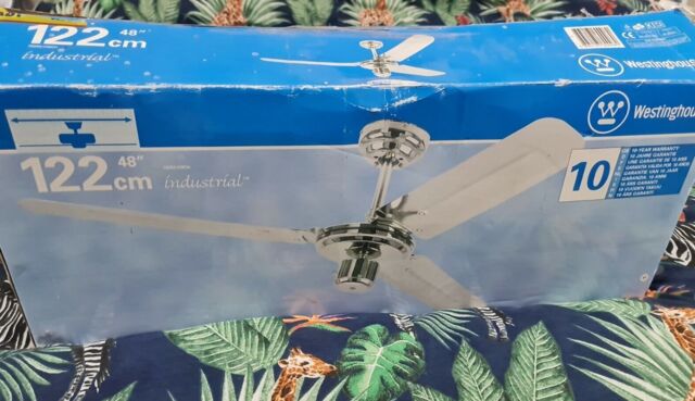 "Westinghouse Industrial 48"" Chrome Ceiling Fan Brand In Box Air Con"