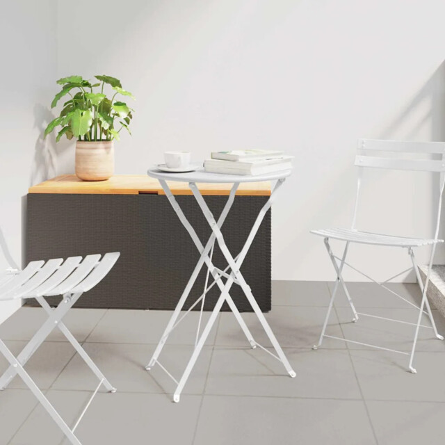 Bistro Table Folding White Ø50x71 Cm Powder-coated Steel Vidaxl