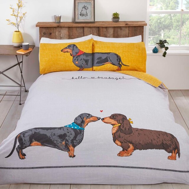 Hello Sausage Single Duvet Cover Set Animals Dogs Kids Bedding 2-in-1