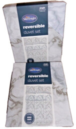 2 X Silentnight Size Single Reversible Duvet Cover Sets Marble