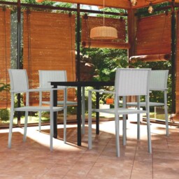 5 Piece Garden Dining Set White Vidaxl