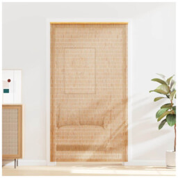 Bamboo Door Curtain Brown 120x220 Cm Bamboo Stems Wooden Top Bar