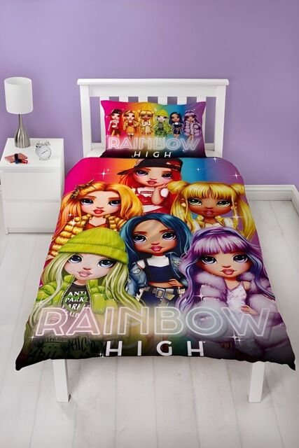 "Rainbow High Glow Character ""reversible"" Single Duvet Cover Bedding"