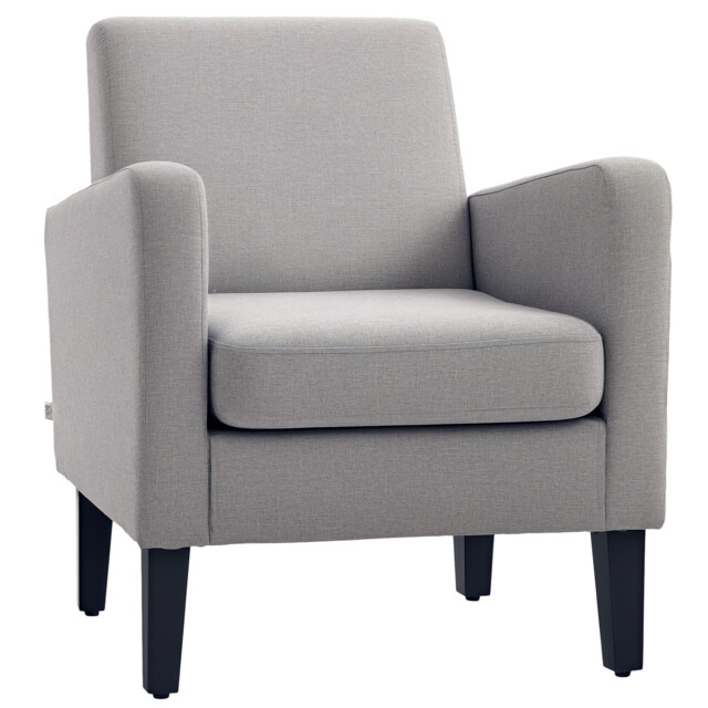 Homcom Modern Armchair Accent Chair With Rubber Wood Legs For Bedroom