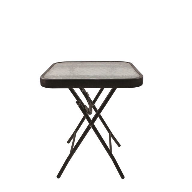 Small Garden Folding Drinks Side Table Glass Bistro Dining Outdoor
