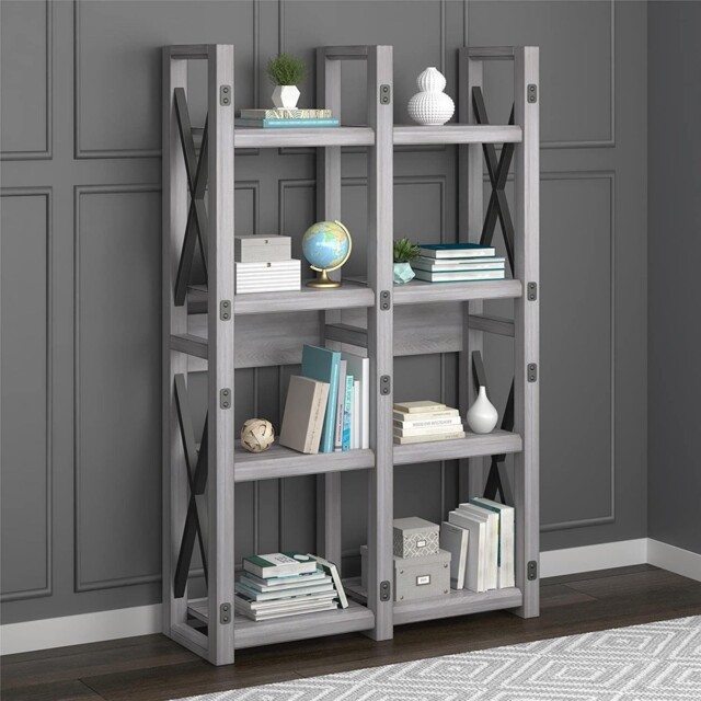 Dorel Wildwood Wood Veneer Bookcase Room Divider Shelving Unit Rack