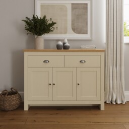 Lancaster Large Sideboard Cream And Oak 3 Door 2 Dr Hallway Living
