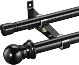 Harrms Double Curtain Pole For Eyelet Curtains - Black, Extendable