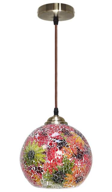 Vintage Glass Globe Ceiling Hanging Pendant Light Shade Mosaic