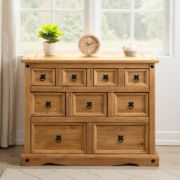 Corona Merchant 9 Drawer Chest Bedroom Large Wax Solid Wood Pine