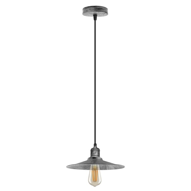 Ceiling Pendant Light Brushed Brass Metal Cone Shade 22cm Single Head