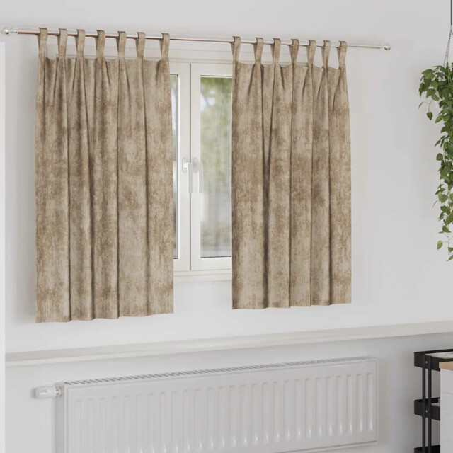 Curtain With Curtains 2 Pcs Champagne 140 X 140 Cm Velvet Vidaxl