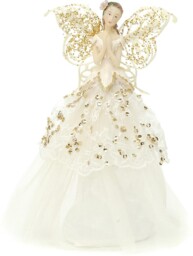 Fabric Angel Christmas Tree Topper - 23 Cm - White, Cream, Green Or