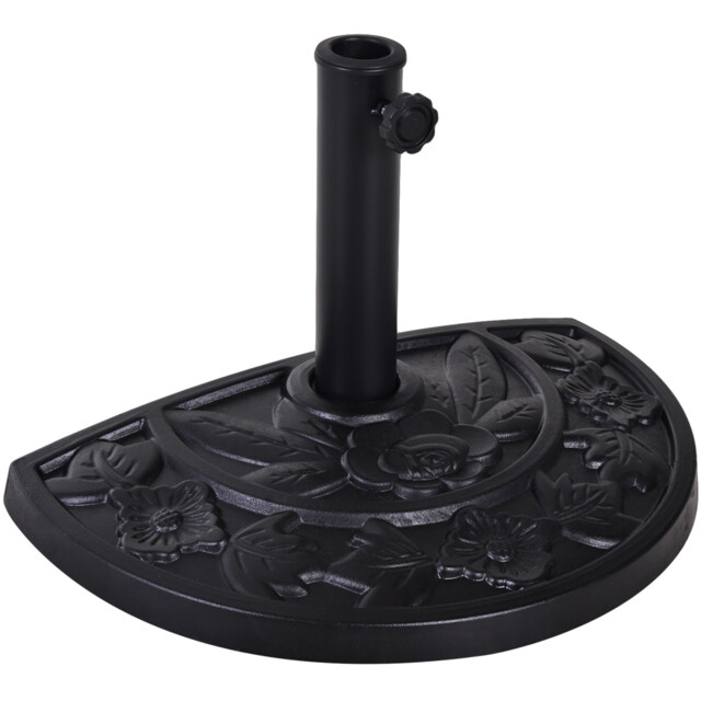 Parasol Base Resin Black 50x31x32cm Half-round Garden Umbrella Base