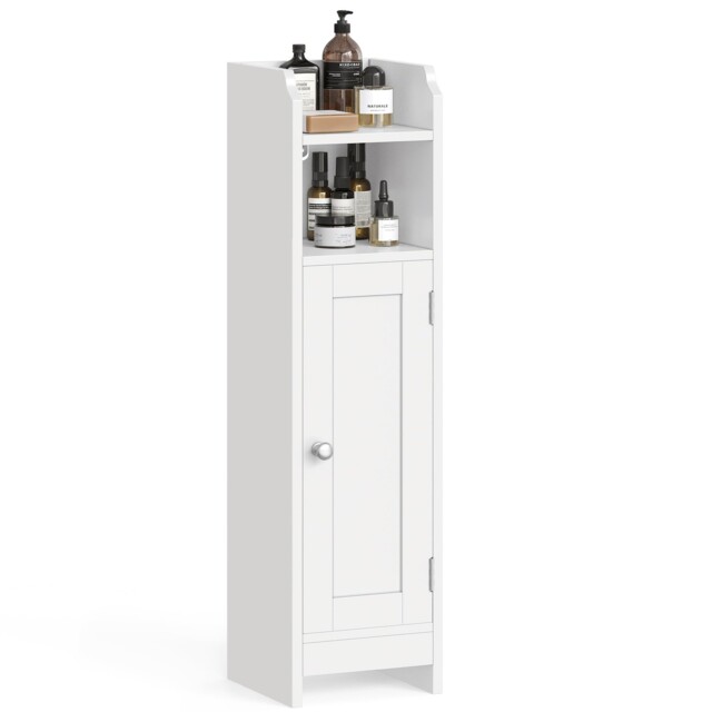 Slim Bathroom Floor Storage Cabinet With Door And Shelves Freestanding