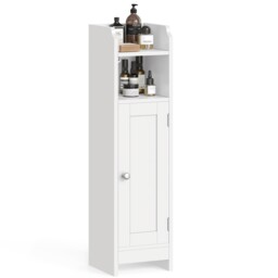 Slim Bathroom Floor Storage Cabinet With Door And Shelves Freestanding