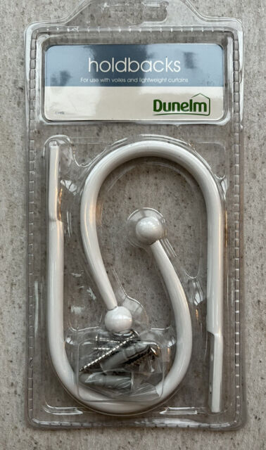 Dunelm Rod Holdbacks For Curtains/voile. White, Metal. New.