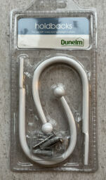 Dunelm Rod Holdbacks For Curtains/voile. White, Metal. New.