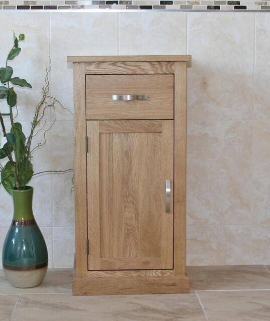Oak Bathroom Furniture Small Vanity Cabinet - Cupboard With Shelving