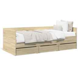 Daybed With Drawers Sonoma Oak 75x190 Cm Engineered Wood Vidaxl