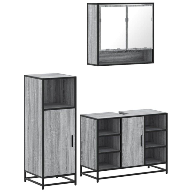 Bathroom Furniture Set 3 Piece Cupboard Sink Cabinet Engineered Wood