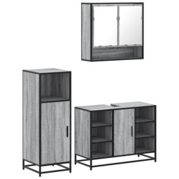 Bathroom Furniture Set 3 Piece Cupboard Sink Cabinet Engineered Wood