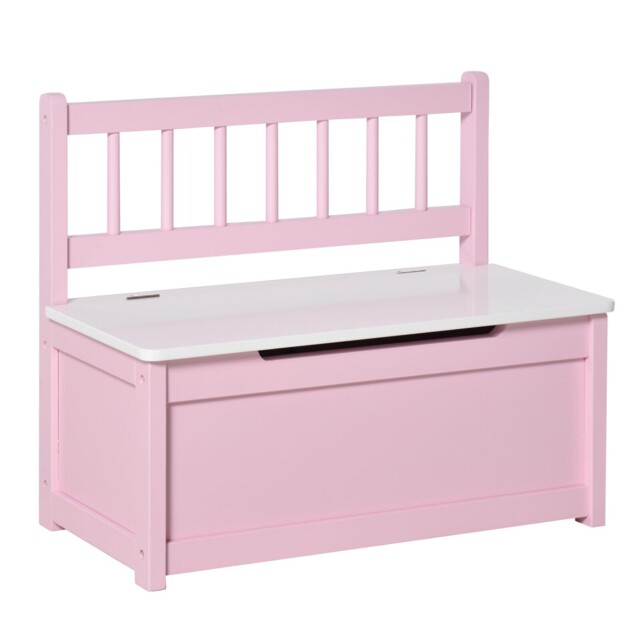 2 In 1 Wooden Toy Box, Kids Seat Bench Storage Chest, 60 X 30 X 50cm -