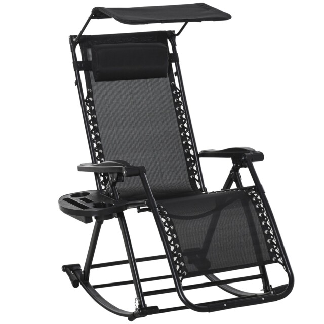 Outsunny Folding Recliner Chair Outdoor Lounge Rocker Zero-gravity