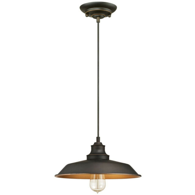 Industrial Vintage Style Pendant Iron Hill Oil Rubbed Bronze With 1