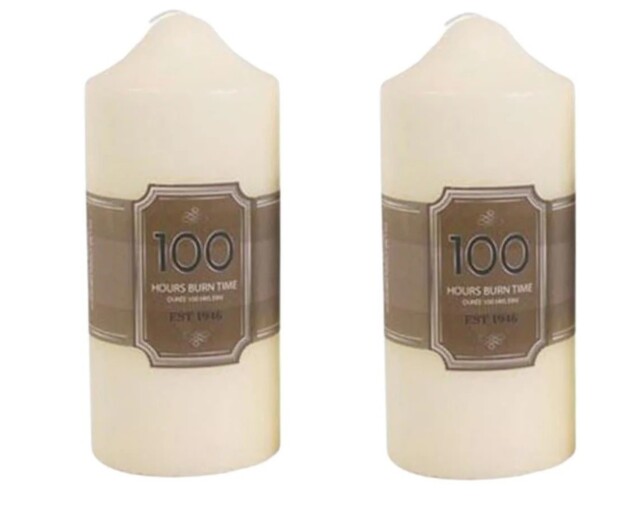 100 Hours Burn Time Overdipped Church Pillar Candle - Pack Of 2