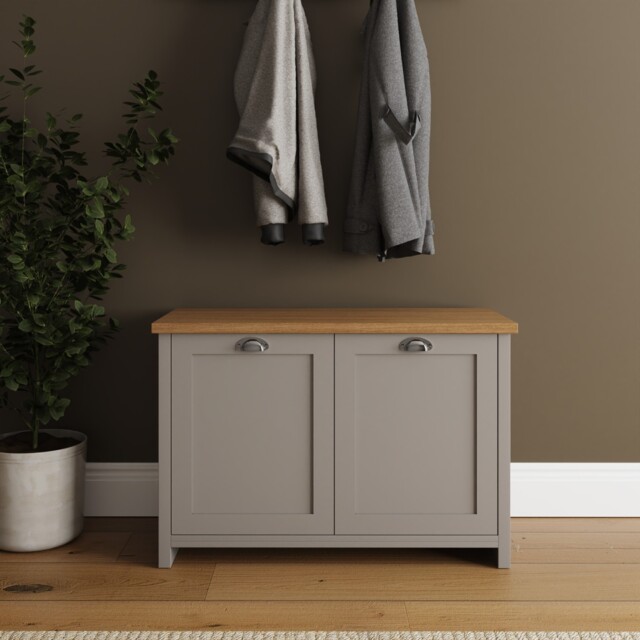 Lancaster Shoe Storage Cabinet 4 Shelves Sideboard Hallway Living Grey