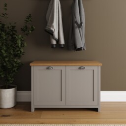 Lancaster Shoe Storage Cabinet 4 Shelves Sideboard Hallway Living Grey