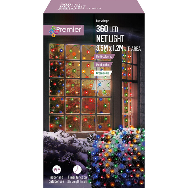 Premier 360 Led Christmas Multi-action Curtain Net Lights - 3.5m X