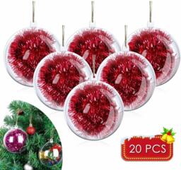 20x Clear Plastic Christmas Balls Baubles Sphere Fillable Xmas Tree
