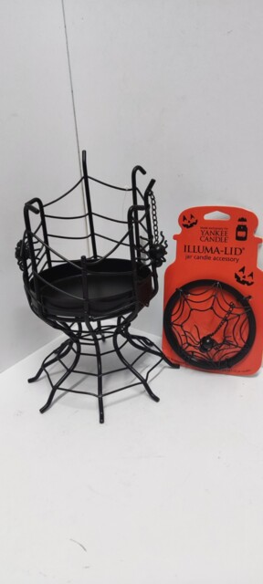 Genuine Yankee Candle Goth Halloween Jar Holder & Jar Topper With Tags