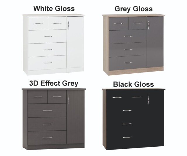 Nevada Grey Gloss Bedroom Furniture Range Wardrobe Chest Drawers