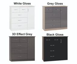 Nevada Grey Gloss Bedroom Furniture Range Wardrobe Chest Drawers