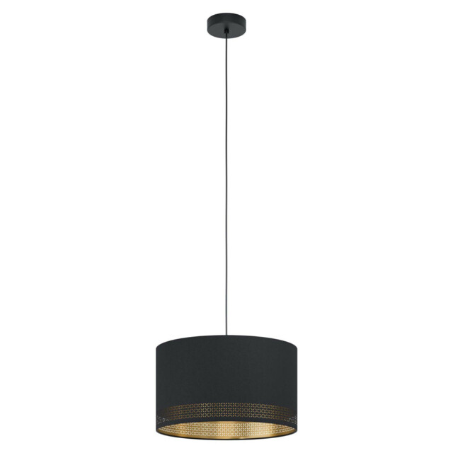 Modern Black And Gold Fabric Chandelier 1 Light Gl0450