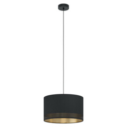 Modern Black And Gold Fabric Chandelier 1 Light Gl0450
