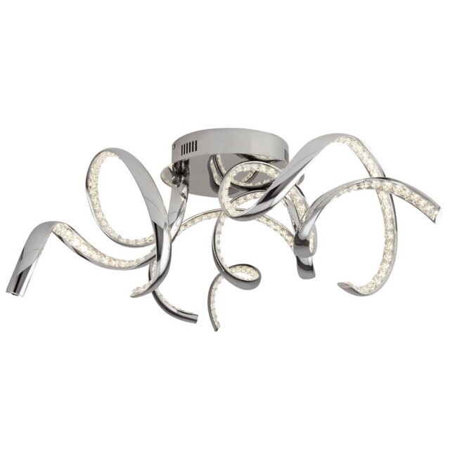Led Chrome Finish Twirl Ceiling Flush Fitting Light With Clear Crystal