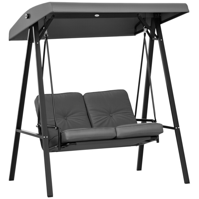 Outsunny 2 Seater Garden Outdoor Swing Chair Hammock W/ Adjustable