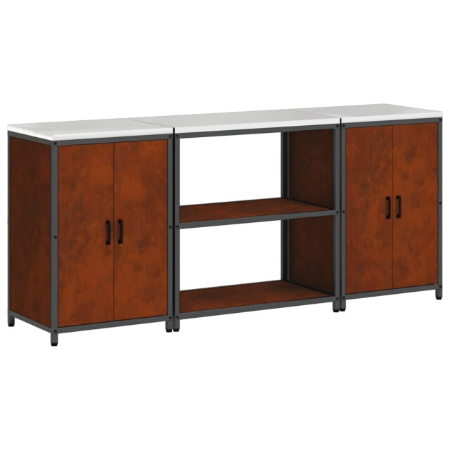 Kitchen Storage Set With Shelf With Storage Hattem 3 Pcs Steel Cabinet