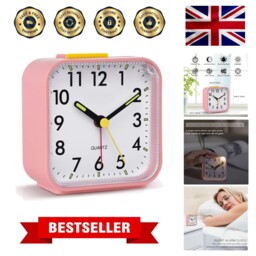 Silent Alarm Clocks Bedside Non Ticking Battery Powered Table Clocks