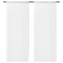 Irmali Sheer Curtains, 1 Pair, White Dots, 145x250 Cm 004.646.98 Ikea