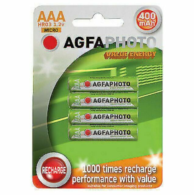 4 X Aaa Solar Garden Light Agfa Rechargeable Batteries 1.2v 400mah