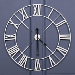 Extra Large 110cm Off White Metal Roman Numeral Wall Clock With Twist
